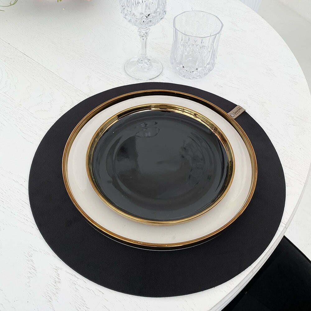 ovalo formos veliuriniai stalo padekliukai juodi 4